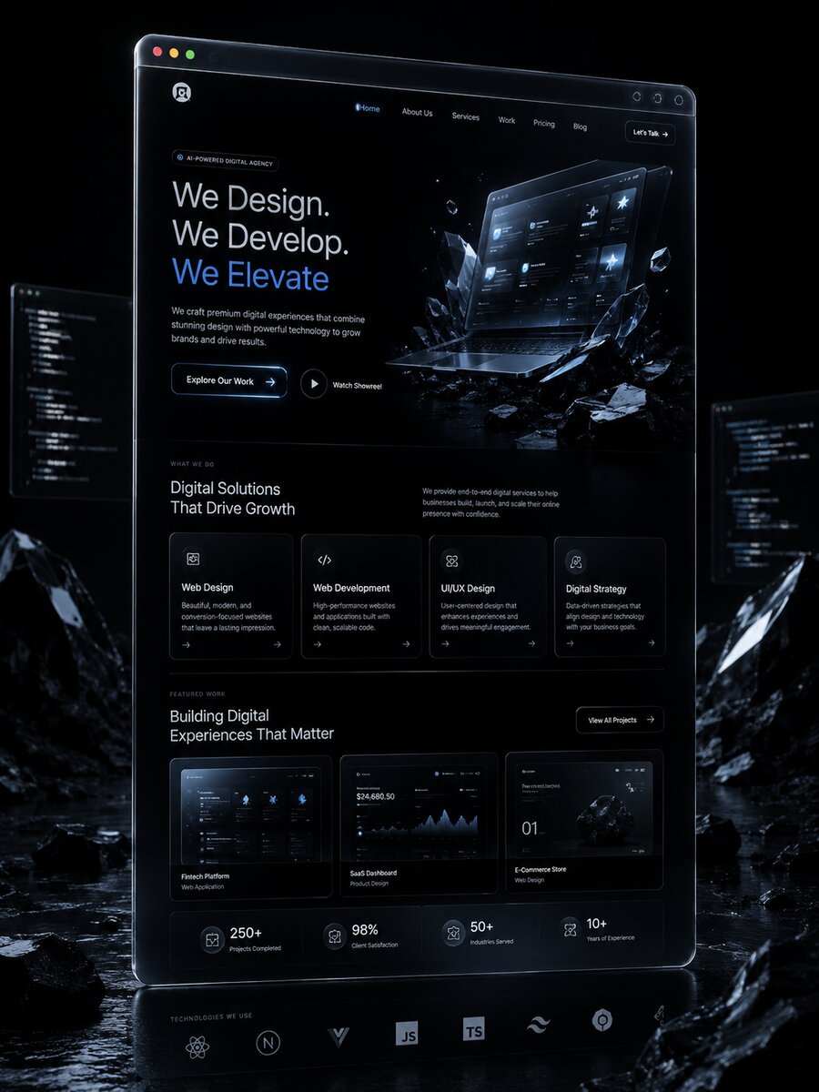 Agency landing page UI
