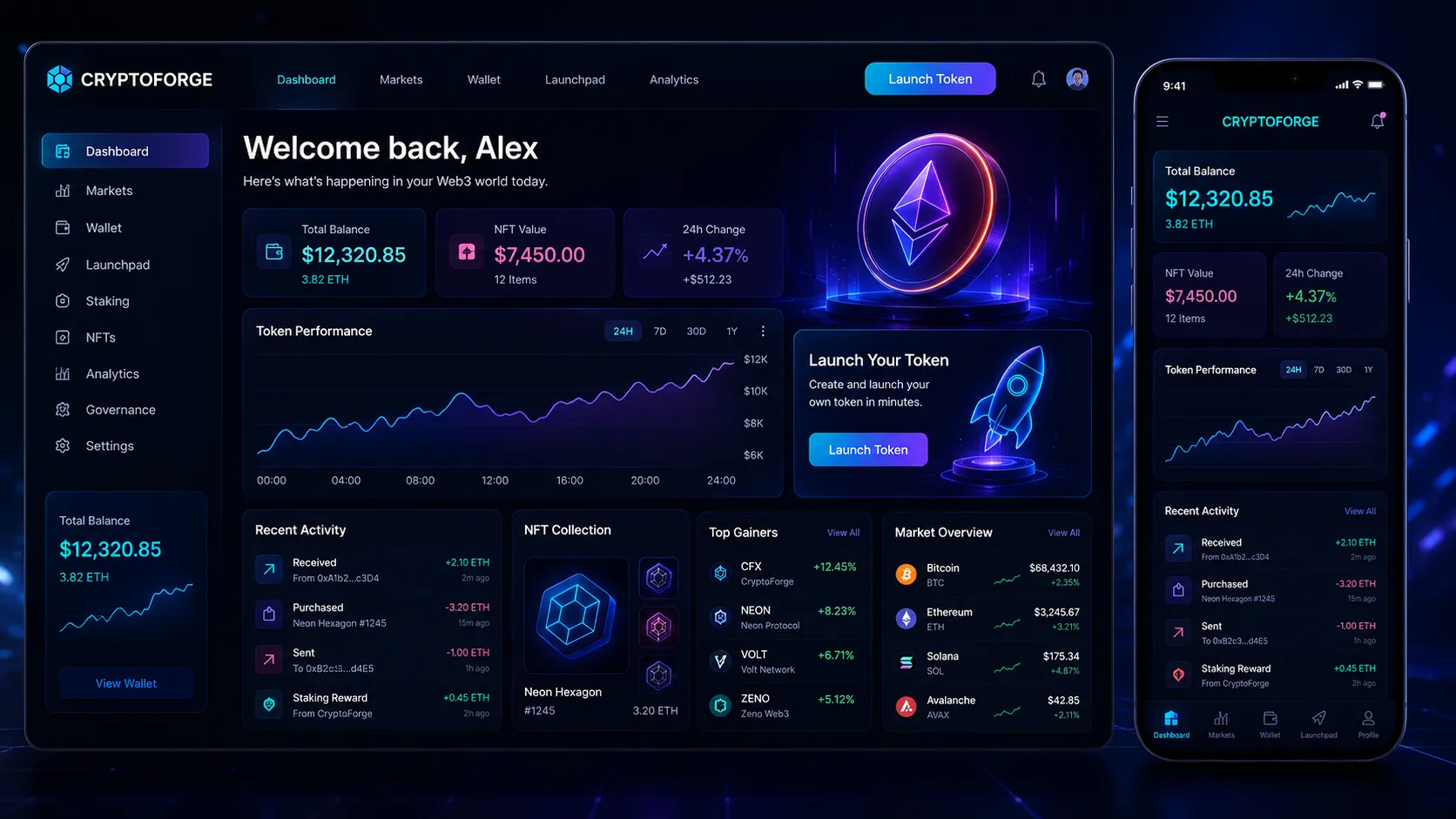 CryptoForge — Web3 Dashboard & Token Launch
